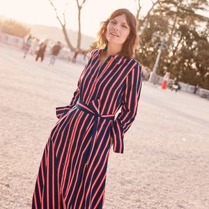 Boden Striped Shirtdress Long Sleeves Navy Red Light Pink